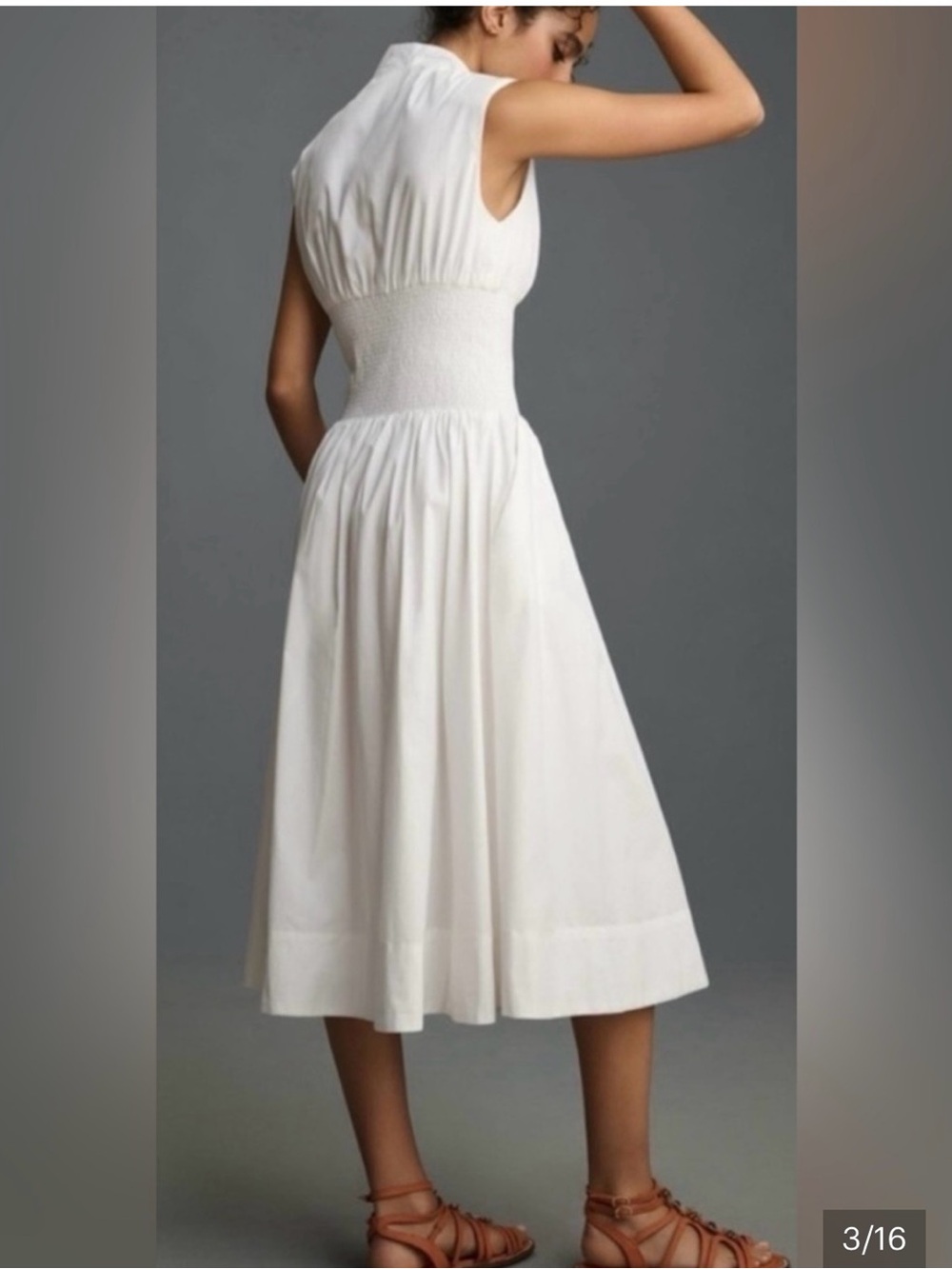 Anthropologie Tommie Cap Sleeve Zip-Front Midi Dress White - Picture 3 of 5
